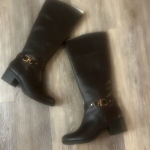 Bandolino Dulla horsebit metal harness leather knee high riding boots size 9 NEW